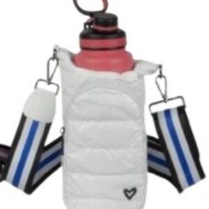 Hipster White Insulated Water Bottle Crossbody Bag with Strap